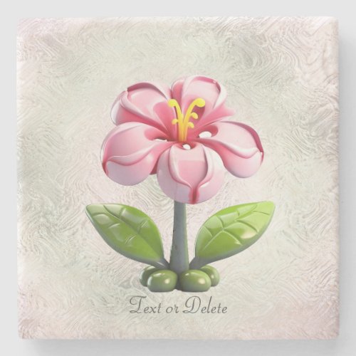 Pink Flower Stone Coaster