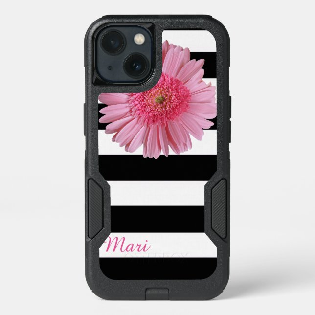 Pink Flower Striped Otterbox iPhone 6 Case (Back)