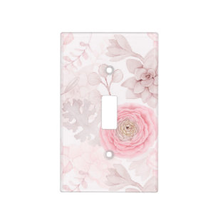 Pink Flower Succulent Illustration Summer Pattern Light Switch Cover