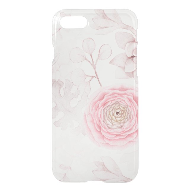Pink Flower Succulent Illustration Summer Pattern Uncommon iPhone Case (Back)