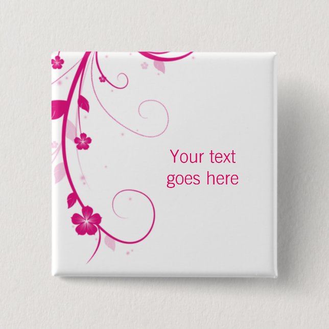 PInk Flower Swirls custom brooch / pin (Front)