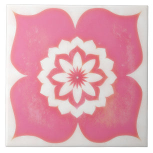 Pink Flower Symbol Decorative Tile Square