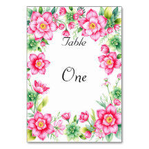 Pink Flower Table Card