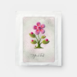 Pink Flower Tea Bag Drink Mix