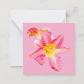 Pink flower Textile stripes Note Card