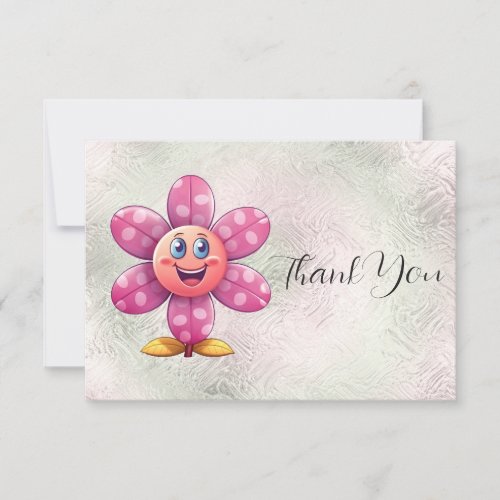Pink Flower Thank You Card