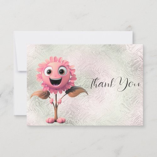 Pink Flower Thank You Card