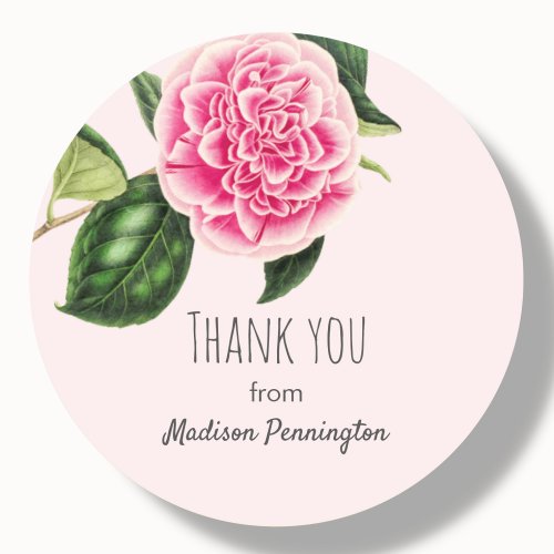 Pink Flower Thank You Classic Round Sticker