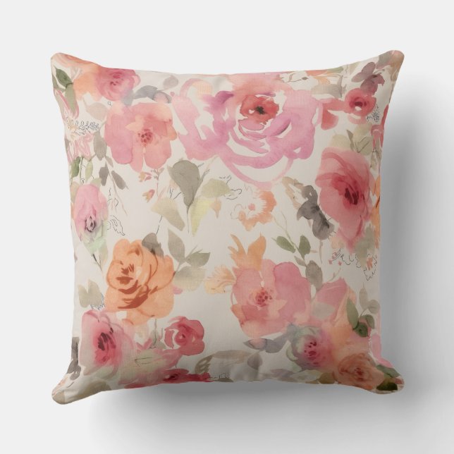 pink flower throw pillow (Back)