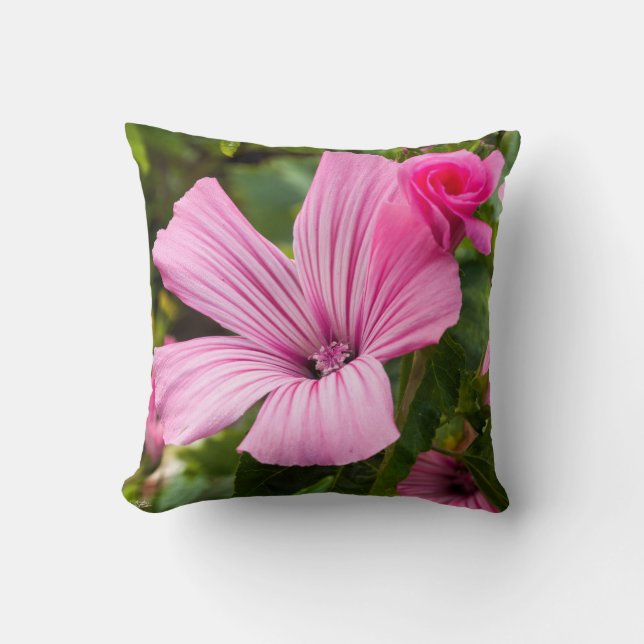 pink flower throw pillow (Front)