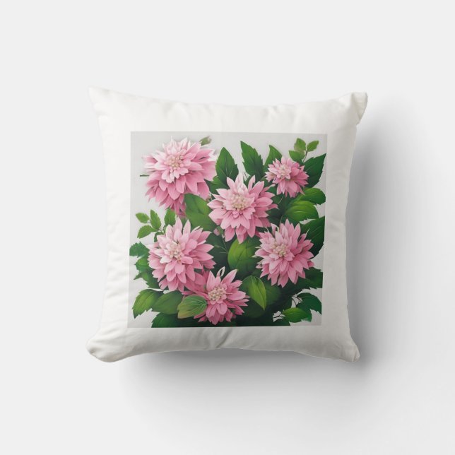 Pink flower  throw pillow (Front)