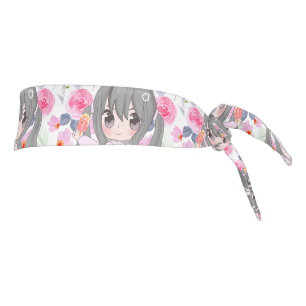 PINK FLOWER TIE HEADBAND