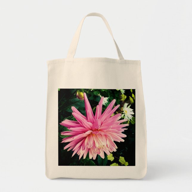 Pink flower tote bag (Front)