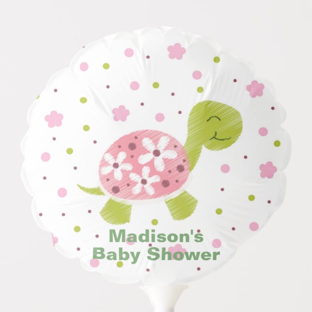 Pink Flower Turtle Baby Shower Balloon (Front)