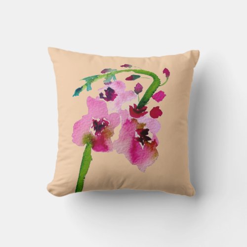 Pink flower Verbascum floral blush art Throw Pillow
