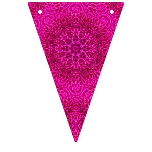 Pink Flower Vintage Fractal Kaleidoscope Bunting Flags