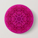 Pink Flower Vintage Fractal Kaleidoscope Button