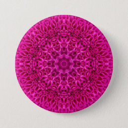 Pink Flower Vintage Fractal Kaleidoscope Button