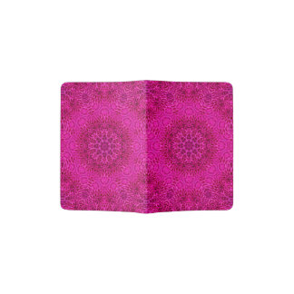 Pink Flower Vintage Fractal Kaleidoscope Passport Holder