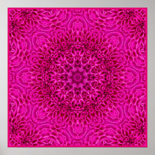 Pink Flower Vintage Fractal Kaleidoscope Poster