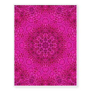 Pink Flower Vintage Fractal Kaleidoscope Temporary Tattoos