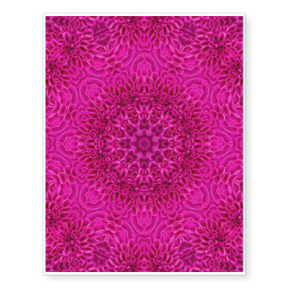 Pink Flower Vintage Fractal Kaleidoscope Temporary Tattoos