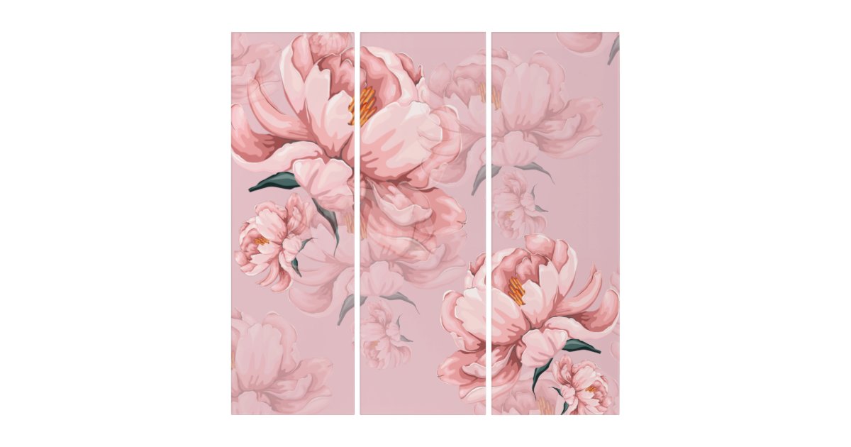 Pink flower wall art. triptych Zazzle