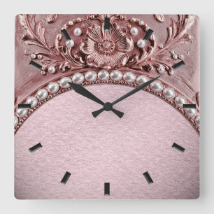 Pink Flower Wall Clock
