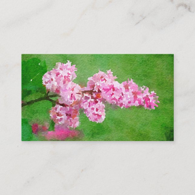 Pink Flower Watercolor Abstract Calling Card (Front)