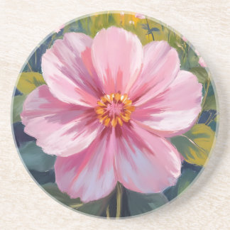 Pink Flower Watercolor Botanical Floral Painting Coaster
