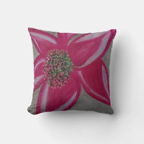Pink flower watercolor pillow
