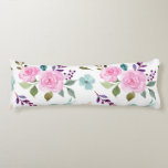 Pink flower watercolor seamless body pillow