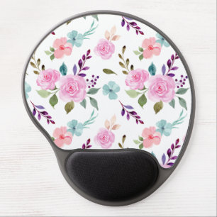 Pink flower watercolor seamless gel mouse pad