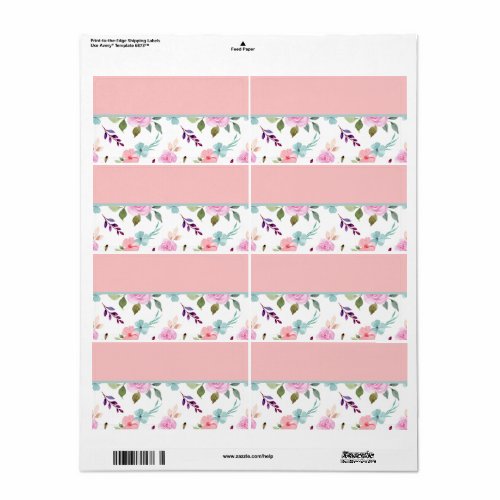 Pink flower watercolor seamless label