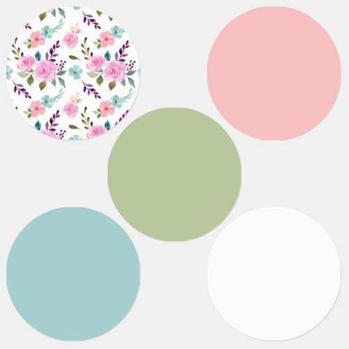 Pink flower watercolor seamless labels