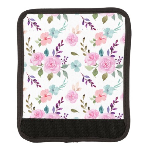 Pink flower watercolor seamless luggage handle wrap