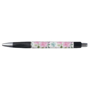 Pink flower watercolor seamless pen