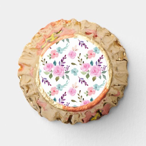 Pink flower watercolor seamless reeses peanut butter cups