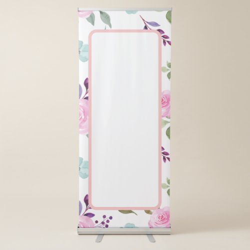 Pink flower watercolor seamless retractable banner