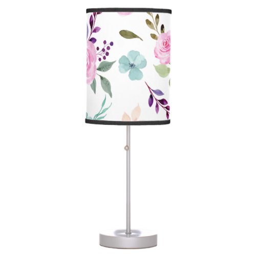 Pink flower watercolor seamless table lamp