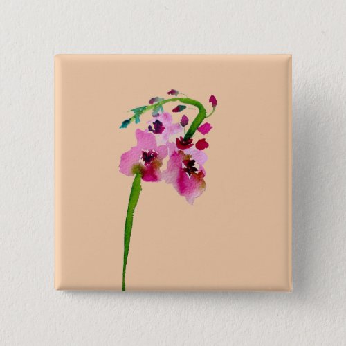 Pink flower watercolor Verbascum blush Button