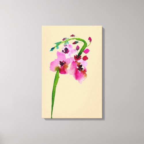 Pink flower watercolor Verbascum blush Canvas Print