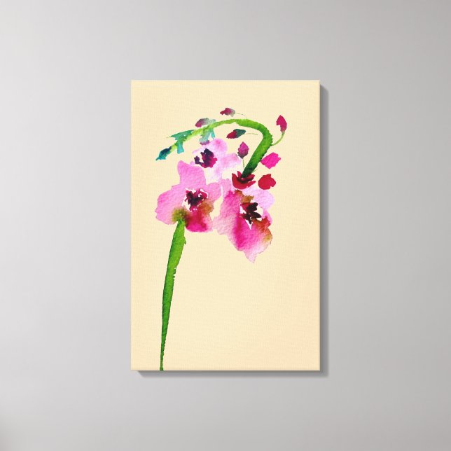 Pink flower watercolor Verbascum blush Canvas Print (Front)