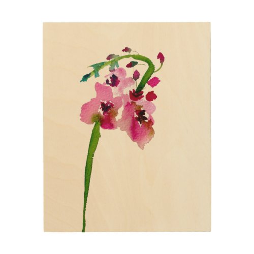 Pink flower watercolor Verbascum blush Wood Wall Art