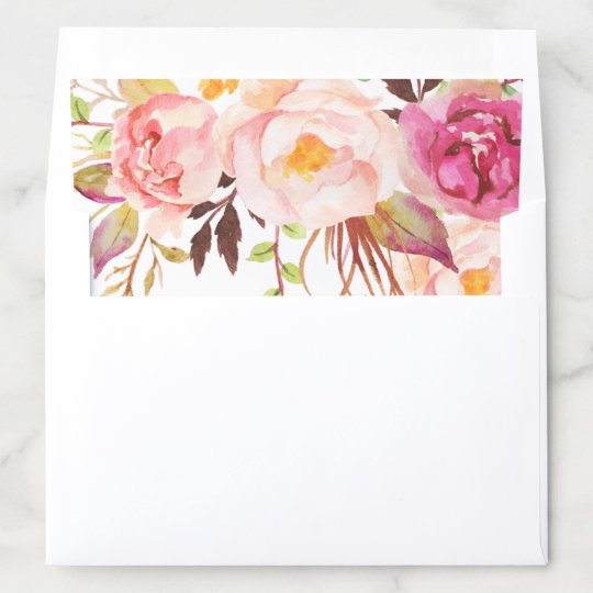 Pink Flower Wedding Envelope Liners, Rustic Envelope Liner | Zazzle.com