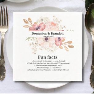 Pink Flower Wedding Fun Facts Napkins