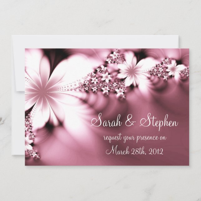 pink flower wedding invitation (Front)