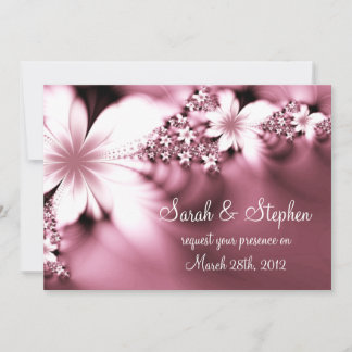 pink flower wedding invitation