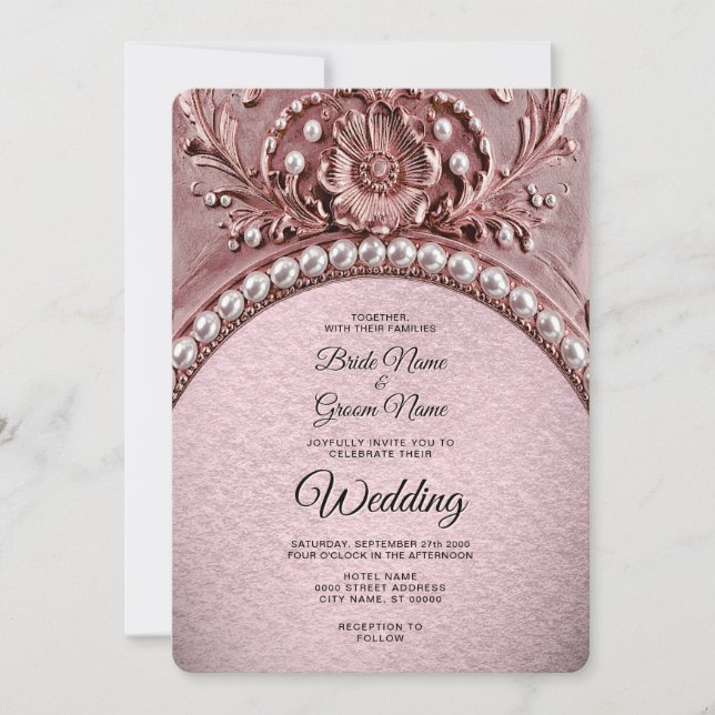 Pink Flower Wedding Invitation (Front)