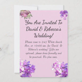 Pink Flower Wedding Invitation With Butterfly